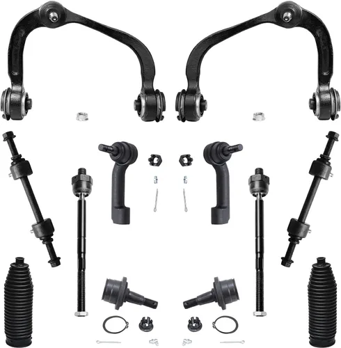 Vista 102 de Detroit Axle – 12 brazos de control superiores e inferiores delanteros con rótulas, barras de unión exteriores e interiores con topes, barras
