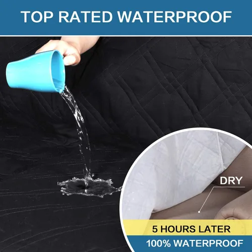 Vista 4 de H.VERSAILTEX - Funda protectora para sillón reclinable 100% impermeable, acolchada, con correa elástica y parte posterior con huellitas de silicón