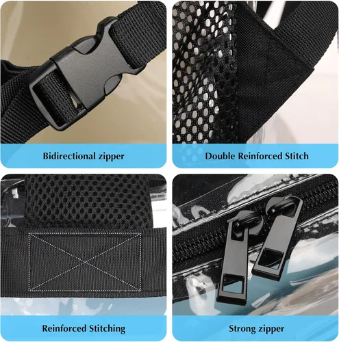 Vista 6 de BORMELUN Mochila transparente resistente – Mochila transparente para estadio escolar para niños, niñas, hombres y mujeres (negro 3)
