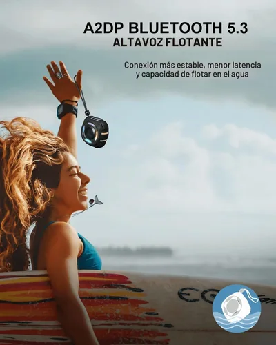 Vista 4 de Comiso - Altavoz impermeable con graves robustos, altavoz de ducha con luz dinámica, modo TWS, sonido HD fuerte, impermeable IP67, 2000mAh