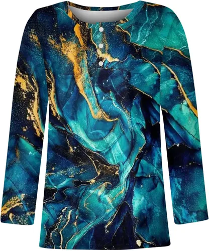 Vista 4 de Sweatshirt for Women Printing Long Sleeve Pullover Tops V Neck Button Down T Shirts Comfy Dressy Sweatshirts