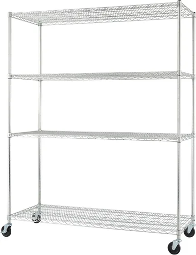 Vista 14 de Trinity Basics Estantería de alambre ajustable de 3 niveles con ruedas para organización de cocina, almacenamiento de garaje, cuarto de lavandería