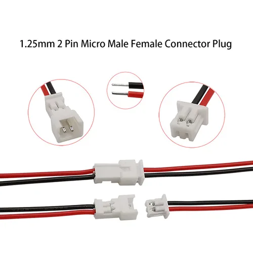 Vista 2 de 40pcs 0.049 in 2Pin macho hembra conectores cables 3.937 in 20 pairs red-black miniature connecting wires, reliable plug for small electronic