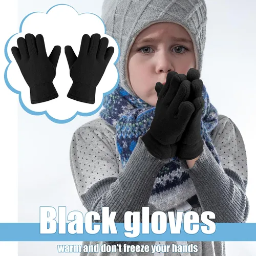 Vista 5 de SATINIOR 3 pares de guantes de invierno de forro polar para niños y niñas, guantes cálidos para niños y niñas, suministros de actividades al aire
