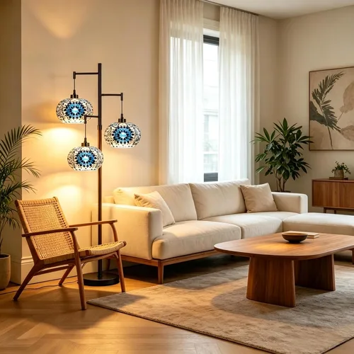 Vista 5 de ILLMTW Lámpara de pie turca para sala de estar, dormitorio, lámpara de pie marroquí Tiffany de mosaico, lámparas de vitral, lámparas altas
