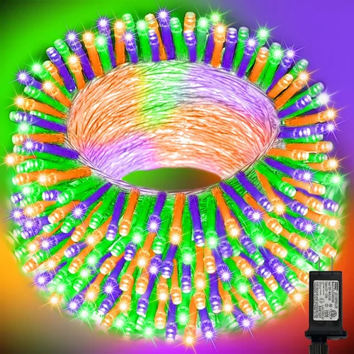 Vista 38 de Guirnalda de 100 luces LED de Pascua de 33 pies enchufables, multicolor pastel, 16 modos de luces parpadeantes, guirnalda de luces impermeables