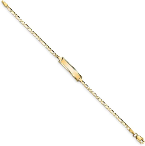 Vista 2 de Jewels By Lux Pulsera de identificación de eslabones Figaro personalizada de oro amarillo de 10 quilates grabable para mujer, longitud 6 pulgadas