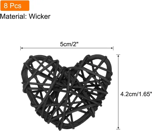 Vista 2 de MECCANIXITY 8 piezas de jarrón de ratán en forma de corazón de ratán natural para decoración del día de San Valentín, decoración del hogar, boda