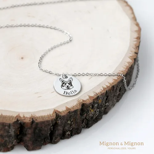 Vista 4 de Collar MignonandMignon LCN-AP personalizable, joyería con diseño de gato y perro, portaretratos, regalo único.