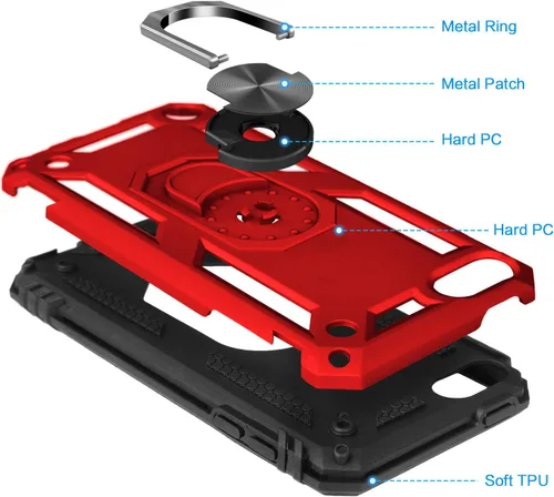 Vista 6 de IDweel Funda para iPod Touch 7, para iPod Touch 6 con soporte para automóvil, funda protectora híbrida resistente a prueba de golpes con soporte
