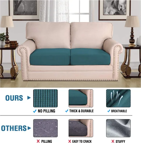 Vista 72 de H.VERSAILTEX - Fundas elásticas para cojín de sofá individual, fundas de asiento para silla de sofá, protector de cojín con tejido jacquard de sarga