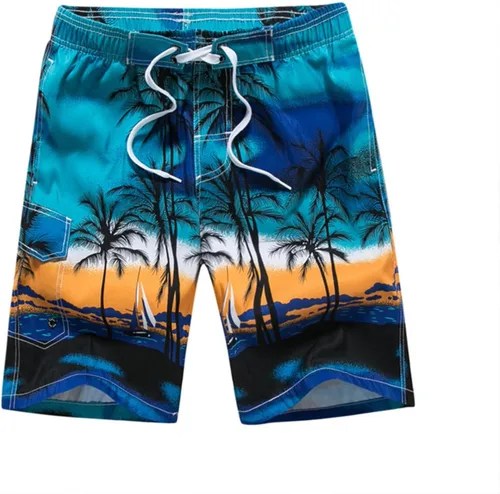 Vista 4 de Yuzhih Pantalones cortos de gran tamaño para hombre, cintura elástica, pantalones ajustados con cordón, pantalones cortos casuales de playa al aire