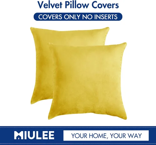 Vista 5 de MIULEE Juego de 2 fundas de almohada cuadradas decorativas de terciopelo suave con rellenos de almohada de 18 x 18 pulgadas