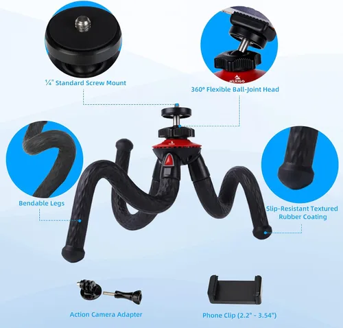 Vista 6 de Mini trípode para cámara/teléfono/cámara web, soporte de trípode de cámara flexible NexiGo, compatible con NexiGo Logitech Webcam C920 C922 Brio