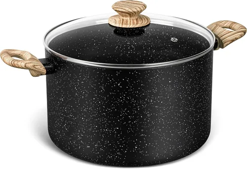 Vista 9 de MICHELANGELO Olla de sopa antiadherente de 4.3 cuartos de galón con tapa, revestimiento de granito no tóxico, compatible con inducción, olla Negro