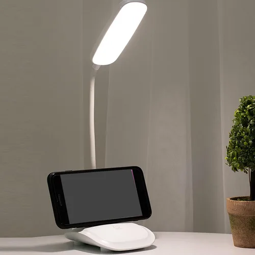 Vista 3 de Lámpara de escritorio LED, control táctil, temperatura de color de tres niveles, carga USB, lámpara de mesa, luz de lectura para dormitorio, Blanco