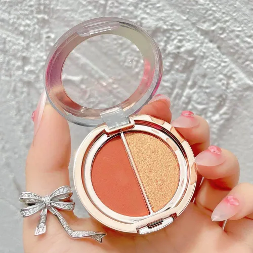 Vista 3 de sombra de ojos de doble color, paleta de maquillaje de ojos de alto pigmento, polvo de sombra de ojos metálico brillante mate, maquillaje de ojos