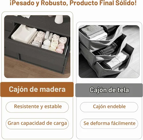 Vista 4 de Garvee Cómoda 4 para dormitorio, cómoda de 39.3 pulgadas de alto, cajón vertical independiente con almacenamiento, almacenamiento de madera