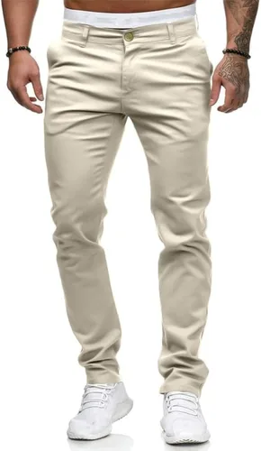 Vista 4 de HUNGSON Pantalones de vestir ajustados ajustados para hombre 2023caqui