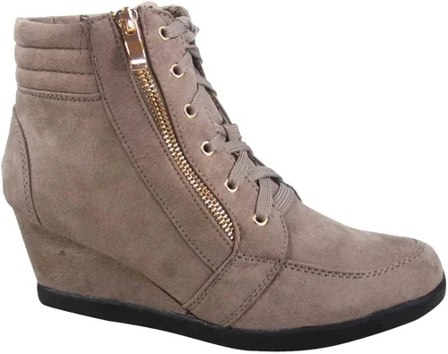 Vista 2 de FZ-Peggy-56 - Zapatillas de deporte para mujer con puntera redonda con cordones Beige 85