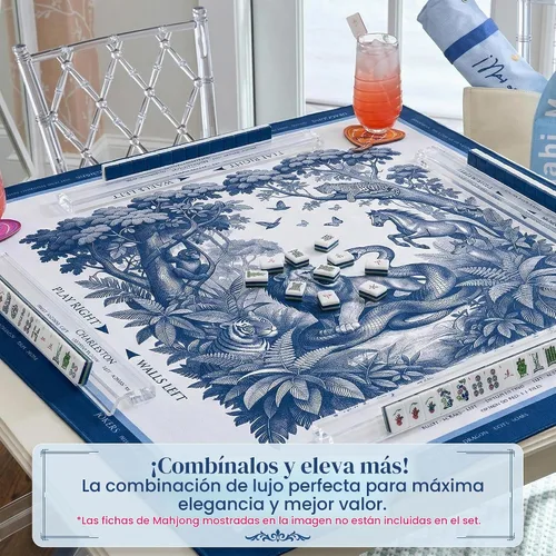Vista 3 de American Mahjong Mat and Racks Set: 31.5" x 31.5" Neopreno impermeable Jungle Mono