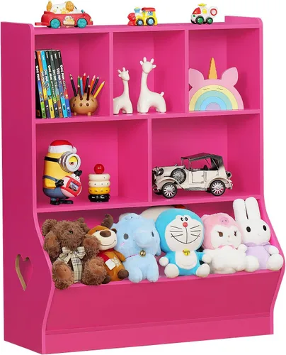 Vista 24 de Lerliuo Estantería y organizador de almacenamiento para bebés y niños pequeños, gabinete y librero para niños, estante de madera con 3