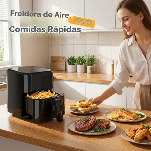 Vista 2 de Freidora de aire digital compacta de 3 cuartos de galón, pequeña freidora de aire con placa antiadherente, cesta apta para lavavajillas, apagado