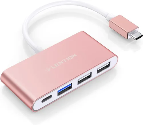 Vista 9 de LENTION Concentrador USB-C 4 en 1 con tipo C, USB 3.0, USB 2.0 para MacBook Pro (M1-M5) 2025-2016, iPhone 17-15, nuevo Mac Air/Surface, ChromeBook