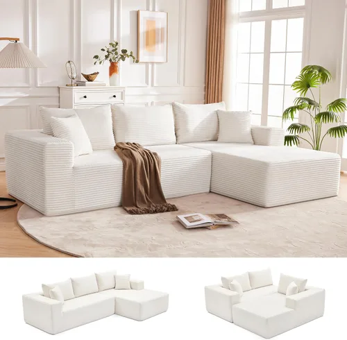 Vista 12 de Mangodan - Sofá seccional en forma de nube, sofá sin huesos para sala de estar, sofá seccional modular con asiento profundo, cómodo sofá de felpa