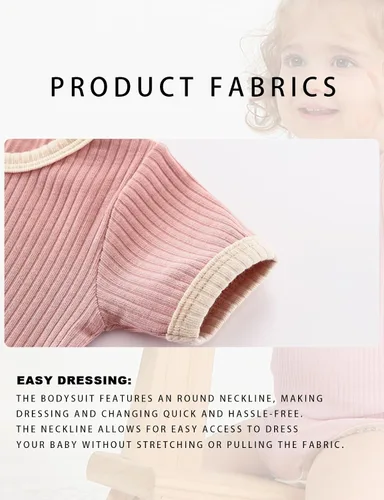 Vista 7 de Body de bebé, de manga corta, para niños y niñas, 100% algodón, unisex, con botones, paquete de 2