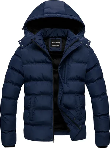 Vista 16 de CREATMO US Chaqueta acolchada para hombre, impermeable, para invierno, abrigo de esquí grueso y cálido