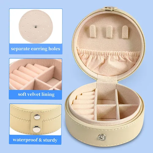 Vista 5 de FYTSDIK Organizador de joyas, estuche de joyería de viaje, caja de joyería pequeña, accesorios esenciales de viaje para mujeres, collar de anillos