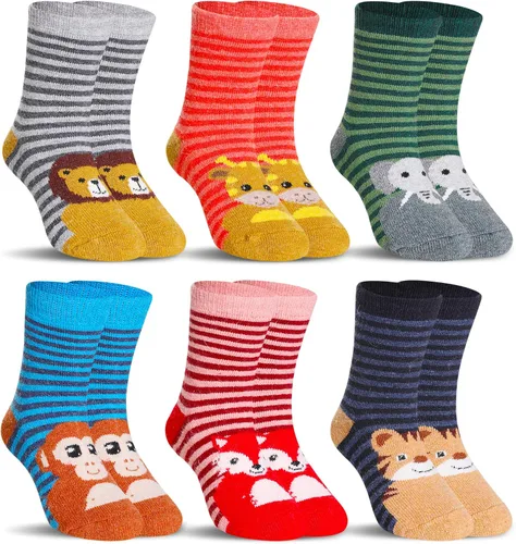 Vista 11 de SeeyAN Calcetines de lana merino para niños y niñas, botas de senderismo, térmicos, cálidos, acogedores, suaves, gruesos, 6 pares