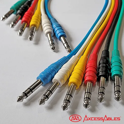 Vista 7 de AxcessAbles 1/4" TRS a 1/4" TRS - Cables de conexión estéreo equilibrados (6 unidades, 1 pie)