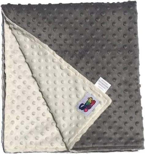 Vista 3 de Manta de bebé suave unisex reversible para niños Minky Dot - (crema/gris)