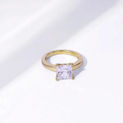 Vista 3 de Tienda Collection Anillo solitario de plata de ley chapada en platino o oro con circonita infinita de elementos