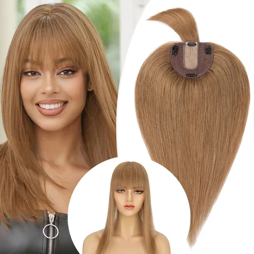 Vista 168 de Rich Choices Pelucas con topper de cabello para mujeres, cabello humano real 100% Remy, sin flequillo, para mujeres con adelgazamiento en la parte