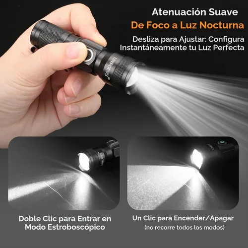 Vista 5 de UNROEVS Mini linterna recargable con imán, linternas de bolsillo de alto lúmenes con clip, luz LED compacta de 1200 lúmenes, pequeña luz y largo