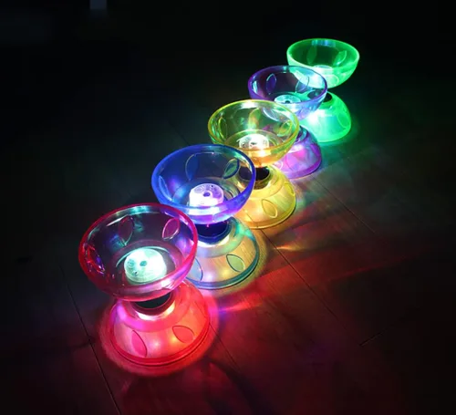 Vista 3 de Juego de yoyo diábolo chino – Triple rodamiento LED Diábolo yoyos juguetes malabares con palos de diablo, cuerda y bolsa de red, más fácil de Azul