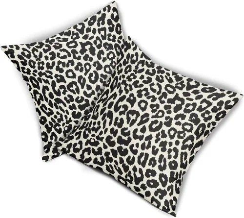 Vista 8 de Juego de 2 fundas de almohada con estampado de leopardo negro de 16 x 16 pulgadas, diseño de animal de guepardo, chinoiserie, fundas de almohada
