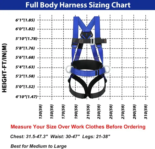 Vista 6 de TT TRSMIMA Safety Harness Fall Protection Kit - Full Body Roofing harnesses with Shock Absorbing Lanyard Upgrade Paded