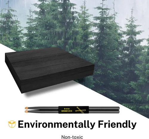 Vista 7 de Donner Baquetas 5A, baquetas clásicas de madera de arce negro con bolsa de almacenamiento, 2 pares