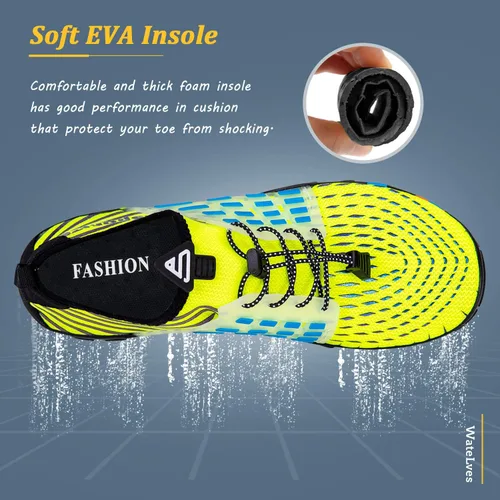 Vista 5 de WateLves - Zapatos de agua para hombres y mujeres, para natación, playa, piscina, surfear, hacer yoga o aeróbico acuático, calcetines para el agua