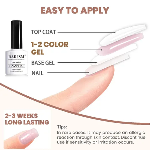 Vista 8 de RARJSM Juego de 6 esmaltes de gel con purpurina color nude, rosa pálido, gelatina lechosa, cachemira, rosa, beige, albaricoque, marrón champán