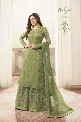 Vista 2 de Prija Collection - Ropa étnica india paquistaní listo para usar, traje de boda estilo Sharara Salwar para mujer