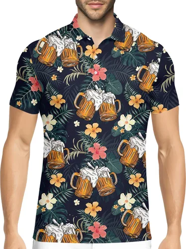 Vista 45 de HIVICHI Camisas de golf divertidas para hombre con patrón estampado loco colorido y novedad de alto rendimiento que absorbe la humedad, camisa tipo