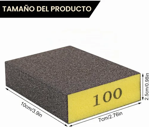 Vista 2 de Romeda Paquete de 8 bloques de papel de lija, esponja de lijado hecha a mano lavable y reutilizable de 100 granos, bloques de papel de lija para 100