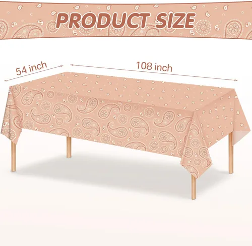 Vista 2 de Tatuo Mantel de fiesta del oeste con estampado de cachemira, mantel de bandana, mantel de plástico rectangular con flores para fiesta temática