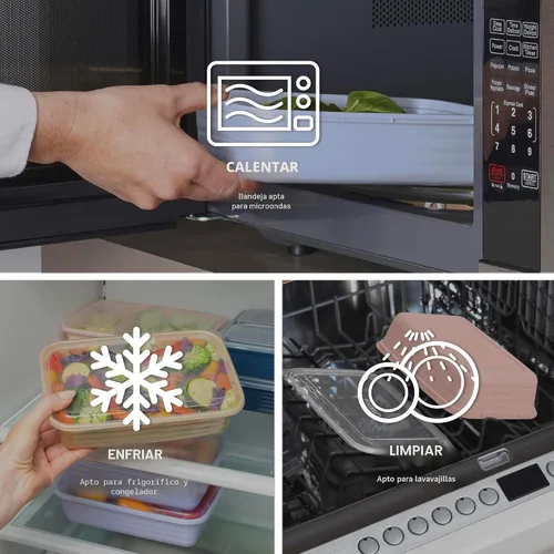Vista 5 de Bentgo Prep - 20 piezas de contenedores reutilizables para preparación de comidas con 1 compartimento y tapas, materiales libres de PFAS y BPA