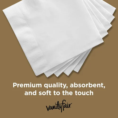 Vista 5 de Vanity Fair Servilletas de papel para bebidas Entertain Beverly, 480 unidades, servilletas desechables hechas para entretenimiento y eventos
